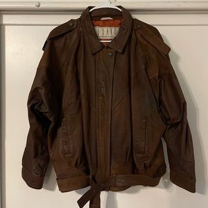 vintage brown leather jacket